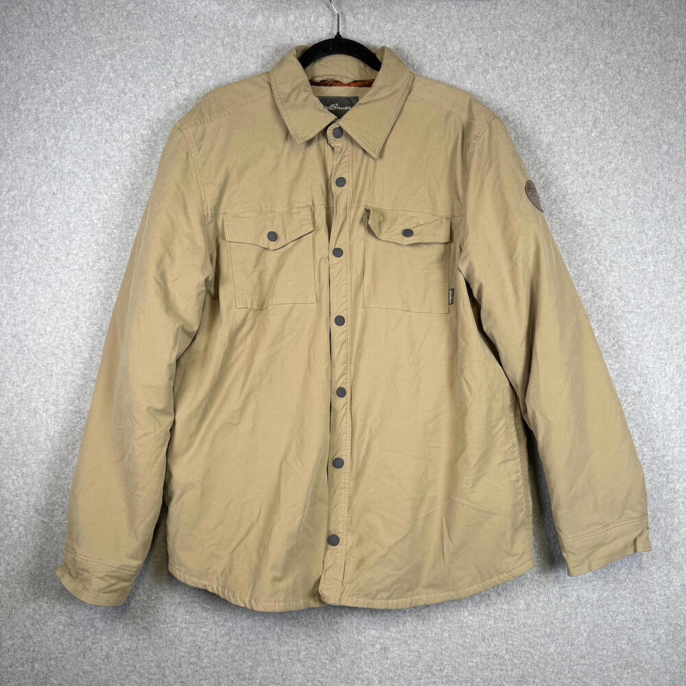 Eddie Bauer Men's Size Large Tan Blanket Lined Button Up Chore Jacket Coat
